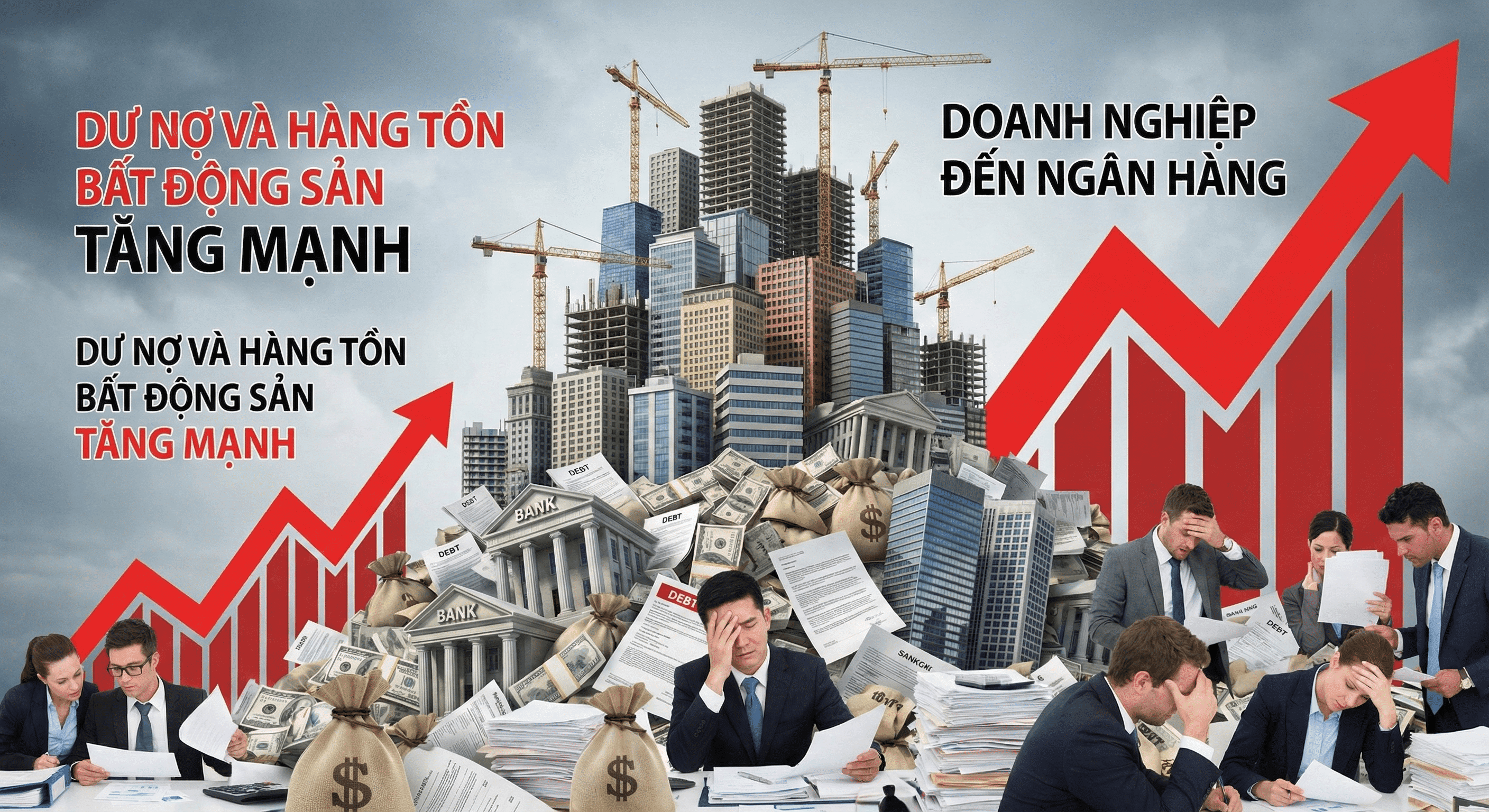 dư nợ và hàng tồn bất động sản tăng mạnh từ doanh nghiệp đến ngân hàng