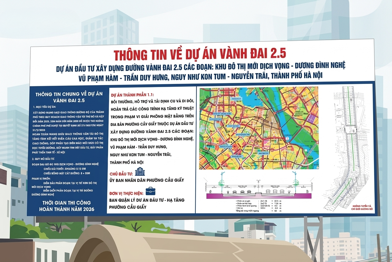 Khu dân cư hưởng lợi từ dự án đường Vành đai 2.5 tại Hà Nội