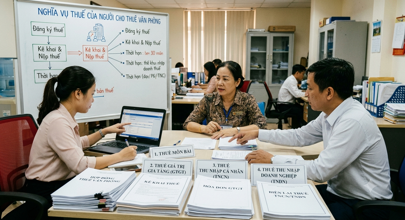 Các loại thuế phải nộp khi cho thuê văn phòng