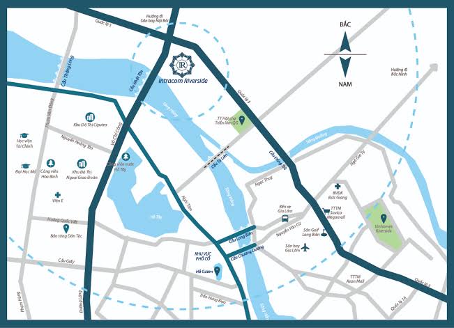 Vị trí Intracom Riverside gần sân bay Nội Bài